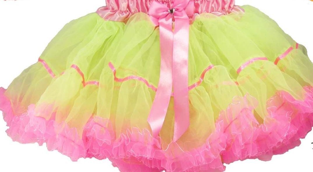 Lime on Pink Petti Skirt by Reflectionz
